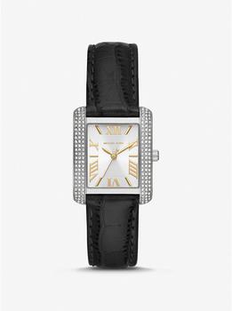 推荐Mini Emery Pavé Silver-Tone and Crocodile Embossed Leather Watch商品