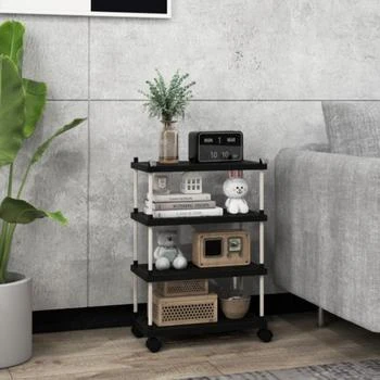 Hivvago | 4-Tier Kitchen Slim Storage Cart with Lockable Wheels-Black,商家Premium Outlets,价格¥265