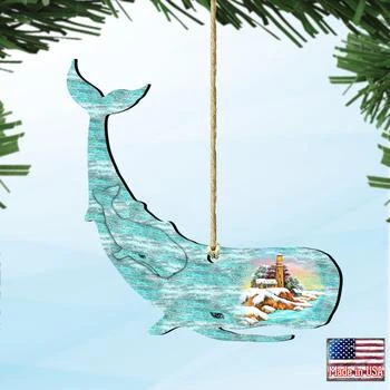 Designocracy | Designocracy Whale Scenic Wood Christmas Ornaments Set of 2 G.DeBrekht Coastal,商家Premium Outlets,价格¥213