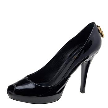 lv高帮鞋, [二手商品] Louis Vuitton | Louis Vuitton Black Patent Leather Oh Really! Peep Toe Pumps Size 38.5商品图片 8.4折, 满1件减$100, 满减