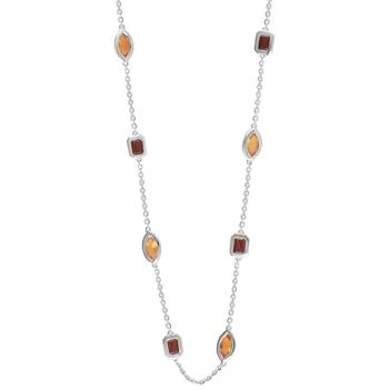 Macy's | Garnet (2-1/3 ct. t.w.) & Citrine (1-5/8 ct. t.w.) Statement Necklace in 14k White Gold, 18" + 2" extender (Also in Swiss & London Blue Topaz),商家Macy's,价格¥4921