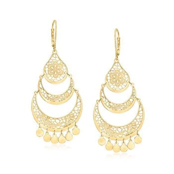 Ross-Simons | Ross-Simons Italian 14kt Yellow Gold Openwork Floral Lace Chandelier Earrings,商家Premium Outlets,价格¥4105
