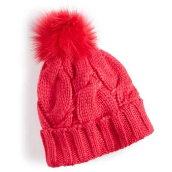 UGG | Women's Faux-Fur-Pom Cable-Knit Beanie 7.4折, 独家减免邮费
