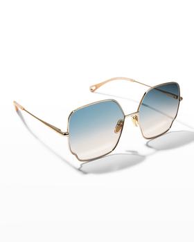 Chloé | Oversized Geo Rectangle Metal Sunglasses商品图片,
