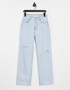 product & Other Stories Precious organic cotton low rise relaxed fit ripped jeans in light blue image