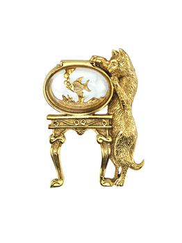 商品1928 Jewelry | Crystal Cat and Fish Bowl Pin,商家Lord & Taylor,价格¥344图片