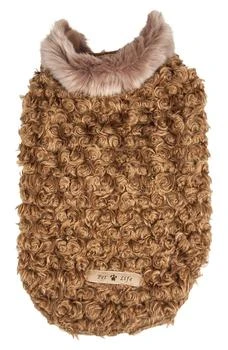 PET LIFE | LUXE 'Gilded Rawflled' Gold Fleck Designer Faux Fur Dog Coat,商家Nordstrom Rack,价格¥277