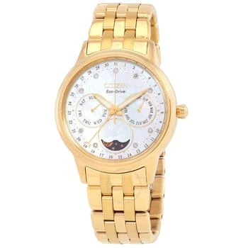 Citizen | Calendrier Moon Phase Diamond White Mother of Pearl Dial Ladies Watch FD0002-57D 6.2折, 满$200减$10, 独家减免邮费, 满减