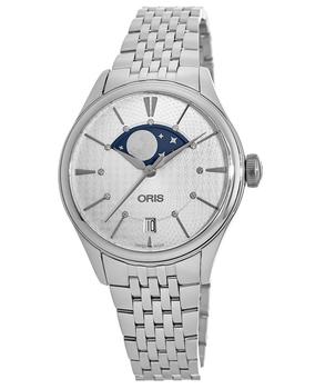 Oris | Oris Artelier Grande Lune Date Silver Dial Stainless Steel Women's Watch 01 763 7723 4051-07 8 18 79商品图片,7.5折, 独家减免邮费