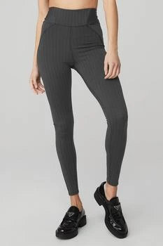 Alo | Pinstripe Jacquard Extreme High-Waist Legging - Anthracite/Black,商家Alo yoga,价格¥383