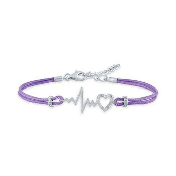 Macy's | Diamond Accent Heartbeat Purple Cord Bracelet in Sterling Silver,商家Macy's,价格¥224