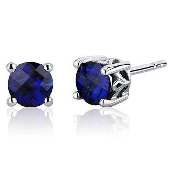 Peora | Blue Sapphire Stud Earrings Sterling Silver Round Shape,商家Verishop,价格¥363