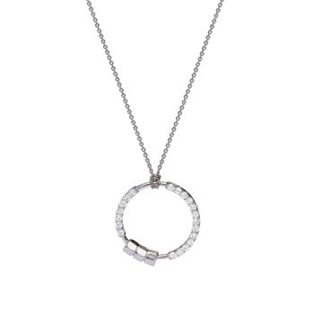 商品Âme Totem 18K White Gold, Lab-Grown Diamond 0.88ct. tw. Circle Pendant Necklace图片