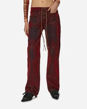 推荐Lace Straight Denim Velvet Pants Red商品