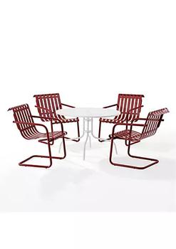 Crosley, Crosley Furniture | Crosley Furniture KO10018RE Gracie Outdoor Metal Dining Set for Dining Table & 4 Armchairs Dark Red Satin & White Satin - 5 Piece商品图片 