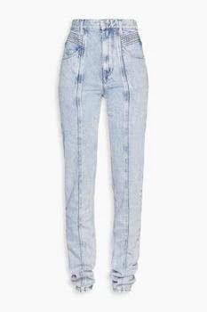 推荐Hominy pintucked acid-wash high-rise slim-leg jeans商品
