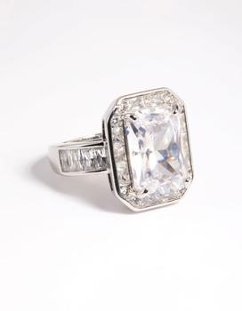 商品Lovisa | Rhodium Cubic Zirconia Emerald Cut Ring,商家Premium Outlets,价格¥161图片