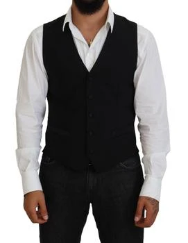 Dolce & Gabbana | Dolce & Gabbana Black Virgin Wool Waistcoat Formal Vest,商家SEYMAYKA,价格¥2636