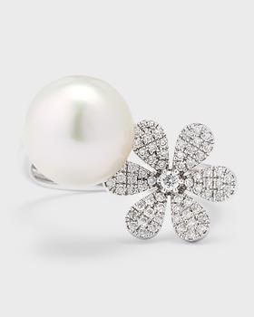 商品Pearls By Shari | 18K White Gold South Sea Pearl and Daisy Flower Pot Ring, Size 6.5,商家Neiman Marcus,价格¥25905图片