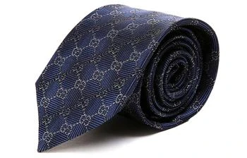 Gucci | [预售3天]古驰 斜纹印花 桑蚕丝 领带 男款 蓝色,商家AMRAP,价格¥1707