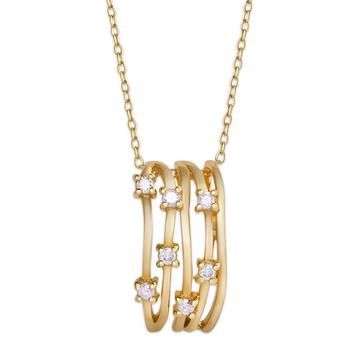 Macy's | Diamond 1/4 ct. t.w. Multi Row Pendant Necklace in 14K Gold over Sterling Silver商品图片,独家减免邮费