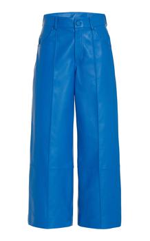Oscar de la Renta | Oscar de la Renta - Women's Leather Cropped Pants - Blue - Moda Operandi商品图片,