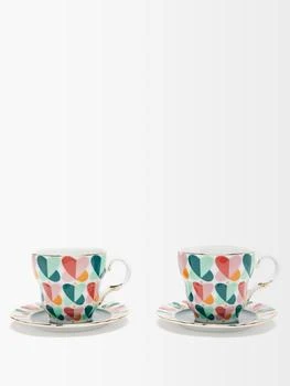 LA DOUBLE J | Set of two Big Mama porcelain cups and saucers,商家MATCHES,价格¥2611