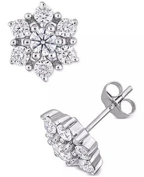 Macy's | Lab-Created Moissanite Snowflake Cluster Stud Earrings (1-1/3 ct. t.w.) in 10k White Gold,商家Macy's,价格¥4057