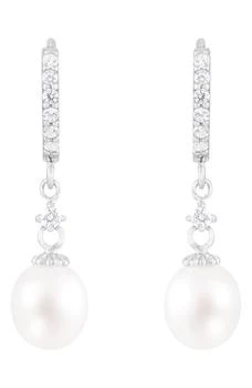 Splendid Pearls | Freshwater Pearl & CZ Hoop Drop Earrings 独家减免邮费