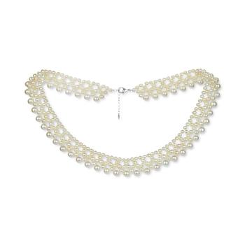 商品Macy's | Cultured Freshwater Pearl (4-8mm) Multi-row Statement Necklace, 20" + 1" extender (Also in Black Cultured Freshwater Pearl),商家Macy's,价格¥701图片