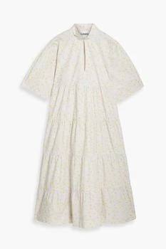 Ganni | Tiered floral-print cotton-poplin midi dress 2.5折×额外9.5折, 额外九五折