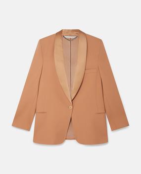 Stella McCartney | Stella McCartney - Shawl Lapel Oversized Fit Wool Blazer, Woman, Caramel, Size: 34商品图片,