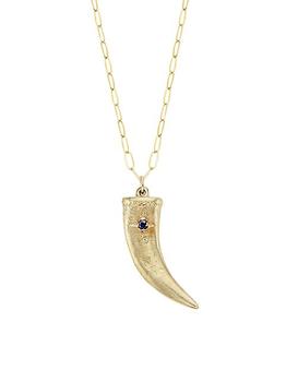 商品Maison Mönik | Precious Goldtone & Blue Sapphire Claw Pendant Necklace,商家Saks Fifth Avenue,价格¥1746图片