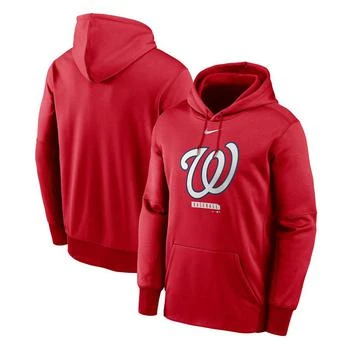 推荐Men's Red Washington Nationals Logo Therma Performance Pullover Hoodie商品