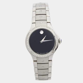 推荐Movado Black Stainless Steel Diamond SE Sport 84 G2 1840 S Women's Wristwatch 32 mm商品