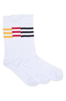 Lorenzo Uomo, Lorenzo Uomo | Retro Stripe Crew Socks - Pack of 3商品图片 4.7折