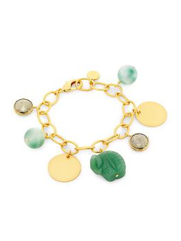 商品NEST Jewelry | 22K Gold-Plated, Moonstone, Pyrite & Jade Aventurine Charm Bracelet,商家Saks Fifth Avenue,价格¥1473图片