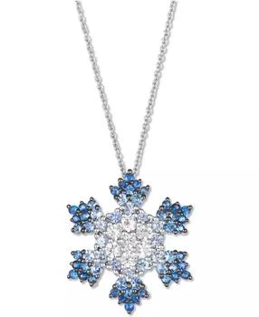 Le Vian | Ombré® Denim Ombré (1-3/8 ct. t.w.) & White Sapphire (5/8 ct. t.w.) Snowflake Adjustable 20" Pendant Necklace in 14k White Gold,商家Macy's,价格¥10076