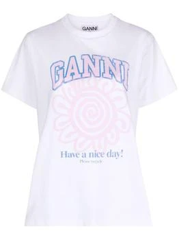 推荐GANNI - Flower Print Organic Cotton T-shirt商品