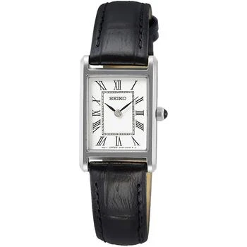 Seiko | Seiko Women's Watch - Essentials Silver Tone Case Black Leather Strap | SWR053P1,商家My Gift Stop,价格¥792