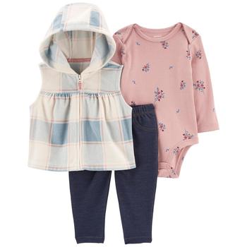 Carter's | Baby Girls Plaid Vest, Bodysuit and Pants, 3 Piece Set商品图片,
