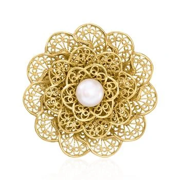 Ross-Simons | 8-8.5mm Cultured Pearl Filigree Flower Pin in 18kt Gold Over Sterling,商家Premium Outlets,价格¥746