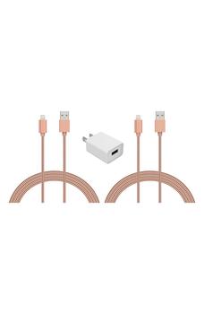 商品THE POSH TECH | POSH TECH Lightning USB Charge Cord & Adaptor Cube 3-Piece Set - Rose Gold,商家Nordstrom Rack,价格¥302图片