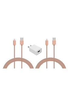 The Posh Tech | Lightning USB Charge Cord & Adaptor Cube 3-Piece Set - Rose Gold,商家Nordstrom Rack,价格¥298
