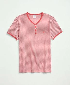 Brooks Brothers | Short-Sleeve Striped Slub Cotton Henley 4.3折, 独家减免邮费