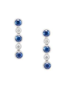 商品14K White Gold, Sapphire & Diamond Drop Earrings图片