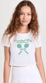 Baby Tee in White with Badminton Graphic