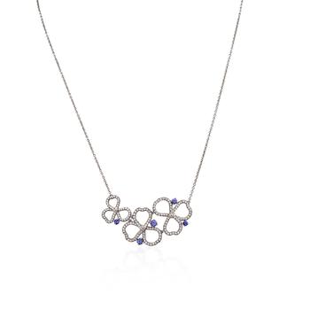 商品Paper Flowers Diamond and Tanzanite Open Cluster Necklace图片