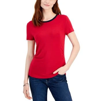 Tommy Hilfiger | Women's Side-Cinch Short-Sleeve T-Shirt 6折×额外7折, 额外七折