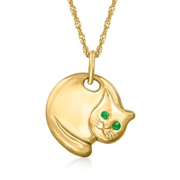 商品Ross-Simons | Ross-Simons Italian 18kt Gold Over Sterling Curled-Up Cat Pendant Necklace,商家Premium Outlets,价格¥717图片